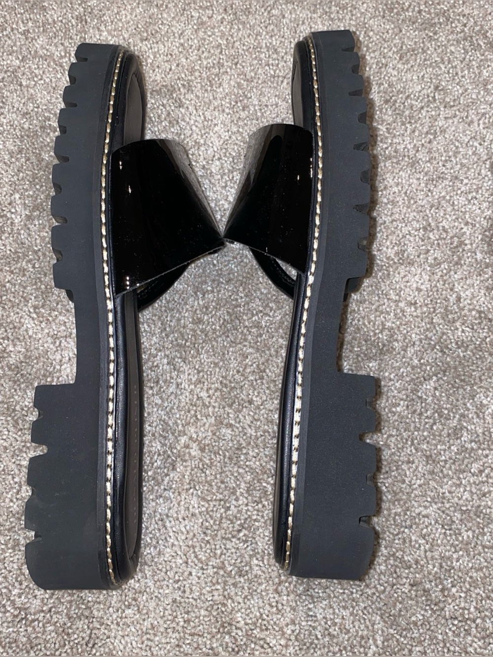 Donald Pliner Beulah Platform Sandals Patent Leather Black Size 9.5 Thongs - Picture 5 of 8